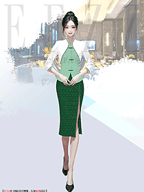 中式高檔酒店女職員制服定制設計圖