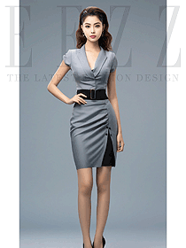 灰色收腰西裝連衣裙高級(jí)感女裝裙子OL女裝