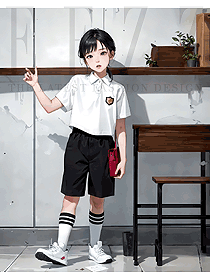 白色polo衫班服套裝夏季幼兒園園服