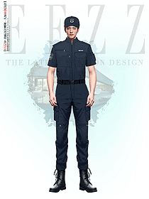 藏藍(lán)色作訓(xùn)執(zhí)勤小區(qū)物業(yè)教官夏天制服原創(chuàng)設(shè)計(jì)圖