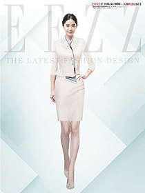 短袖女職業(yè)套裝夏季米色西裝制服設(shè)計(jì)圖