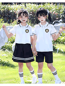 校園服白色POLO衫T恤夏季中小學(xué)生校服定制圖