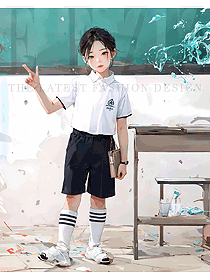 兒童白色短袖polo衫兒童畢業(yè)班服定制圖