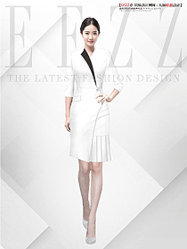 夏季新款職業(yè)裝白色連衣裙修身工作服手繪設(shè)計(jì)圖