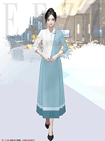 云南特色酒店大堂經(jīng)理領(lǐng)班服務(wù)員套裝長(zhǎng)裙制服手繪設(shè)計(jì)圖