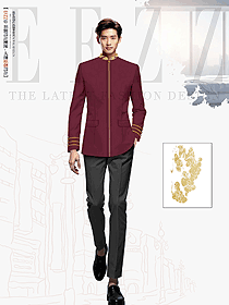 飯店門童迎賓男服務(wù)員立領(lǐng)長袖制服定制設(shè)計圖