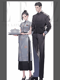 高級定制男女秋冬裝酒店中餐廳深色系工裝制服方案