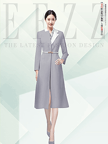 空姐制服灰色長袖風(fēng)衣款主持人禮儀工作服定制設(shè)計圖