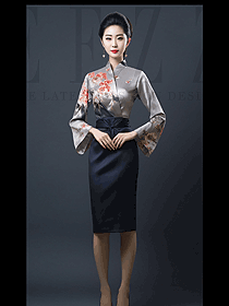 新中式改良飛機袖漢服上衣印花民族服裝設(shè)計圖