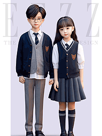 秋冬英倫風(fēng)純羊毛針織開衫校服手繪圖