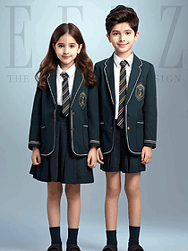 聯(lián)名款男女定制校服-綠色鑲邊小西服