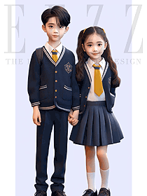 藏藍(lán)色毛衣套裝男女生兒童針織開(kāi)衫校服定制款