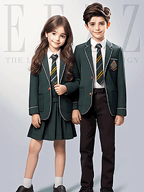 英倫風春秋裝校服小學(xué)生橄欖綠西服三件套