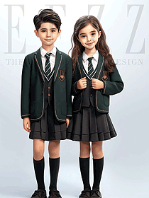 秋冬英倫貴族學(xué)校綠色西裝馬夾三件套服裝定制手繪圖