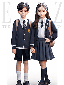 男女兒童校園英倫風(fēng)毛衣襯衫款校服手繪圖片