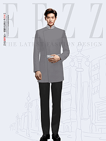 酒店門童迎賓服形象崗制服-灰色立領(lǐng)長(zhǎng)款服裝定制