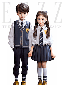 國(guó)際學(xué)校男女童毛衣馬甲禮服套裝手繪圖片