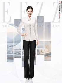酒店客房保潔女款立領(lǐng)撞色制服設(shè)計(jì)圖