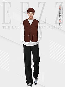 奶茶網(wǎng)咖臺球工裝男制服長袖馬夾款定制圖