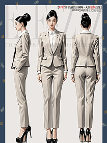 米色秋冬新款面試正裝辦公經(jīng)理前臺(tái)工作服手繪設(shè)計(jì)圖