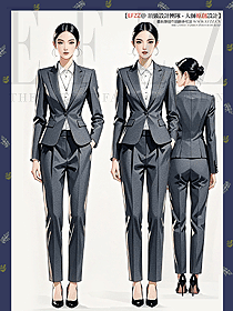 深灰色教師公務員通勤面試職業(yè)正裝西服工作服手繪設計