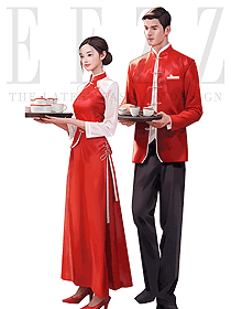 養(yǎng)生館茶樓棉麻長袖秋冬喜慶紅色唐裝男女工作服