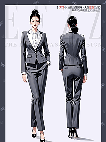 灰色高端物業(yè)客服工作服公務(wù)員西裝正裝