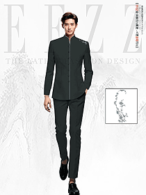 酒店餐飲秋冬季工裝長袖男服務(wù)員深色服裝設(shè)計圖