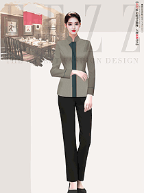 高檔餐飲酒店宴會廳服務(wù)員工作服長袖女款設(shè)計圖