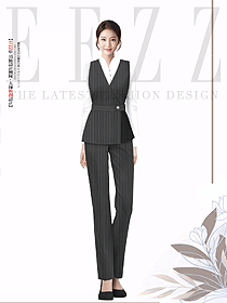 職業(yè)條紋馬甲套裝女春秋修身設(shè)計(jì)圖