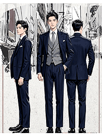 深藍(lán)色商務(wù)正裝4S店售樓部西裝馬甲職業(yè)裝手繪圖