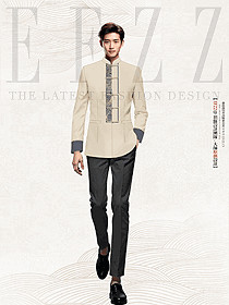 秋冬裝米色款男酒店迎賓餐飲行李員門童制服