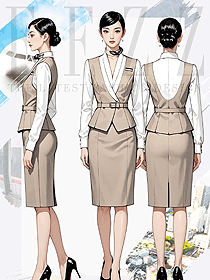 OL通勤馬夾套裝裙子輕熟風(fēng)優(yōu)雅空姐制服設(shè)計