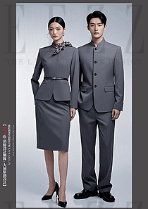 高端酒店大堂服務(wù)員灰色男女套裝制服