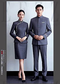 酒店前臺(tái)接待主管中式套裝工作服高端