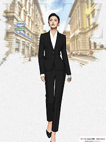 灰色高端職業(yè)套裝兩?？畚餮b女正裝設計圖