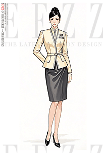 酒店大堂氣質(zhì)禮儀接待前臺(tái)員工制服手繪圖