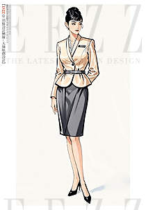 酒店前臺(tái)接待工作裝高端手繪圖