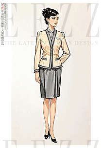 酒店前臺(tái)接待工作裝米色系職業(yè)套裝手繪