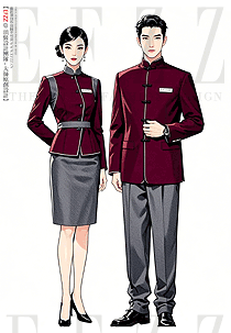 中式之美高端會(huì)所前廳接待經(jīng)理職業(yè)裝設(shè)計(jì)手繪