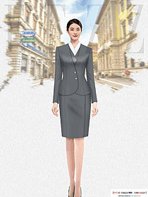 辦公職場職業(yè)裝灰色西裝套裝設(shè)計圖