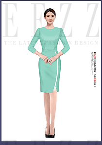 清新綠色款置業(yè)顧問(wèn)連衣裙工作服設(shè)計(jì)圖