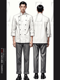 酒店廚師服長(zhǎng)袖男飯店后廚房工作服