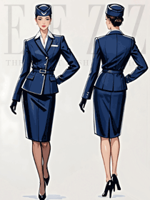 職場OL春秋款職業(yè)修身空姐服裝工作服手繪效果圖