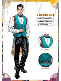 哈薩克民族風(fēng)格餐飲員工工裝手繪設(shè)計圖