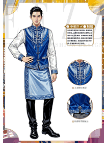 餐館特色白族服裝員工工作服手繪方案