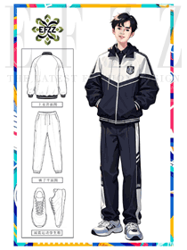 初中班服春季套裝英倫學(xué)院風(fēng)棒球服手繪圖
