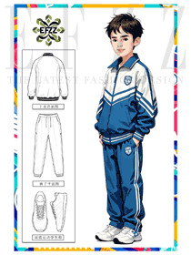藍(lán)白色校服套裝中學(xué)生學(xué)院風(fēng)手繪征集作品圖