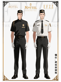 酒店夏季門衛(wèi)安保短袖襯衫工作服定制手繪設(shè)計圖