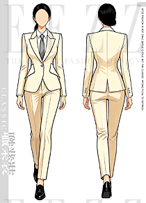 「奶白優(yōu)雅」原創(chuàng)手繪單排扣收腰商務(wù)西裝設(shè)計(jì)圖